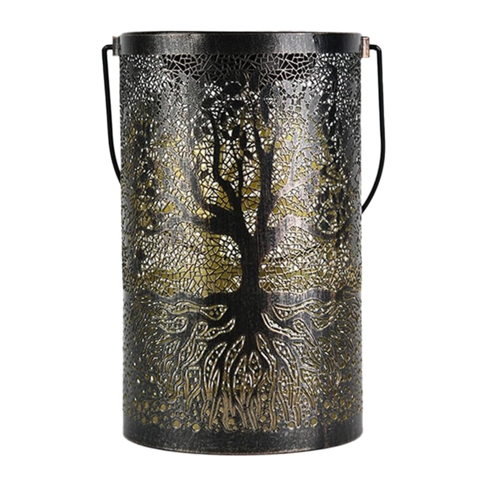 Wrought Iron Tree Solar Lamp, Outdoor Courtyard Hanging Light with Hollow Decorative Design for Garden and Patio Decor