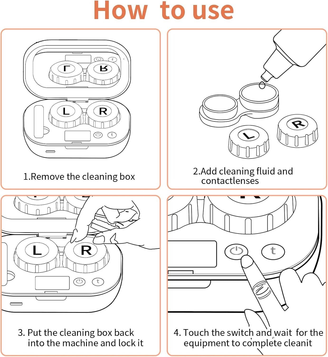 Portable Ultrasonic Contact Lens Cleaner with USB Charger, Fit Disposable Soft, Colored & RGP Lenses