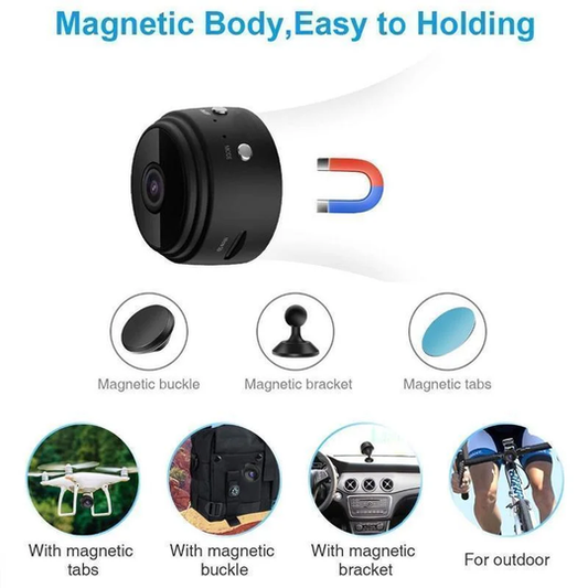 1080p Magnetic WiFi Mini Camera with Night Vision and Wide Angle