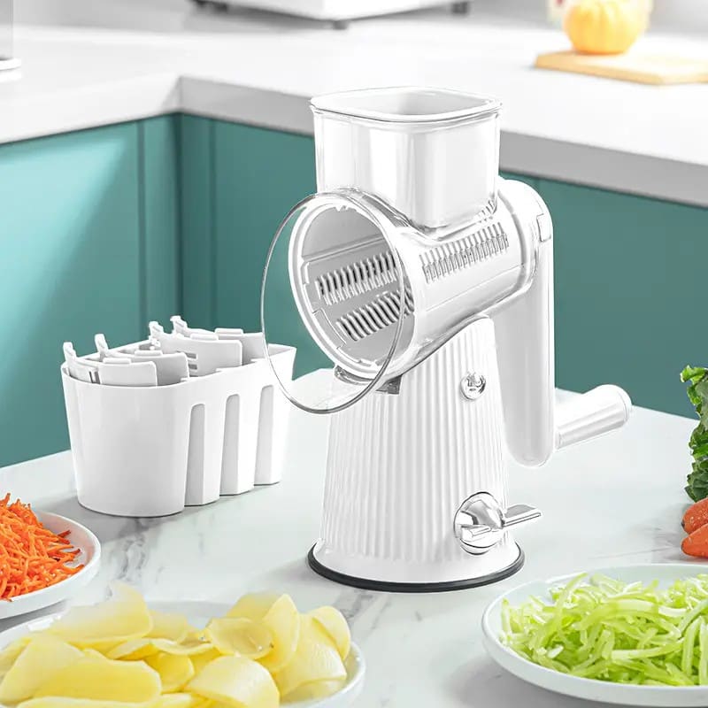 Enclosed Kitchen Grater with Push-Down Mechanism and Food Catcher