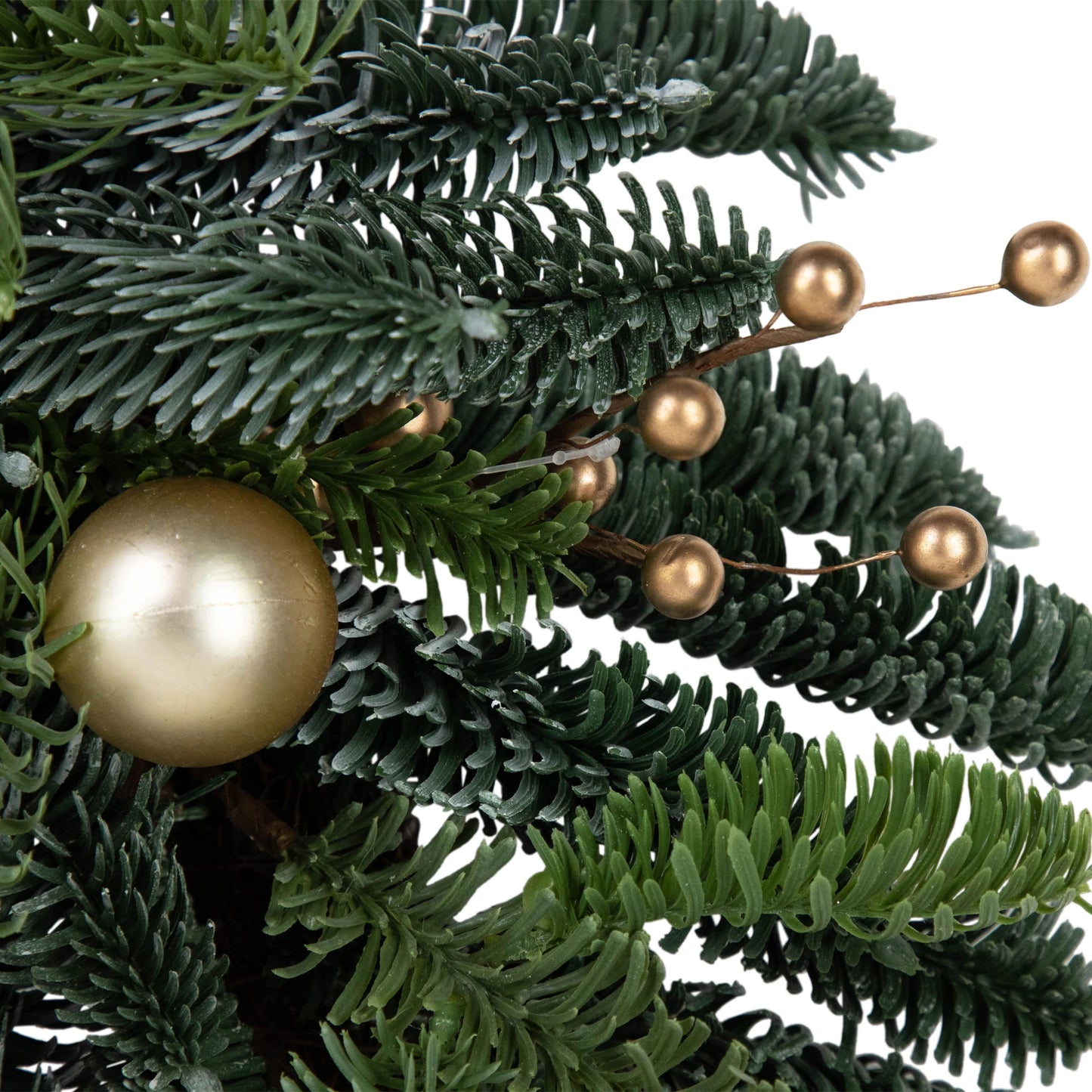 Artificial Christmas Wreath with Gold Ornaments and Real Pine Cones, 22 Inch