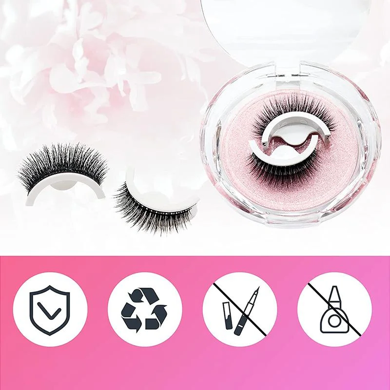 Self-Adhesive Eyelashes with Reusable Synthetic Fibers and Replacement Strips