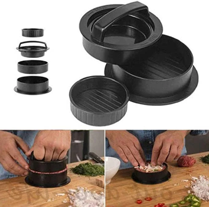 Manual Burger Patty Press with Removable Mold and Consistent Thickness Control