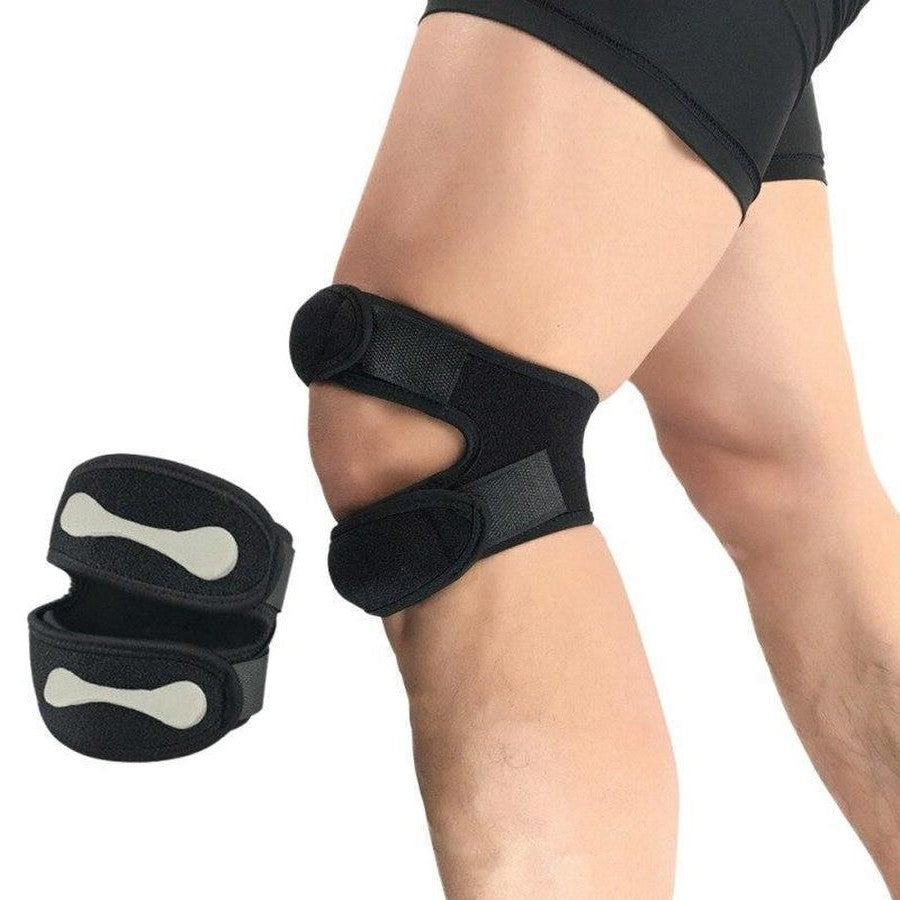 Dual Strap Knee Band with Silicone Compression Pads and Adjustable Support