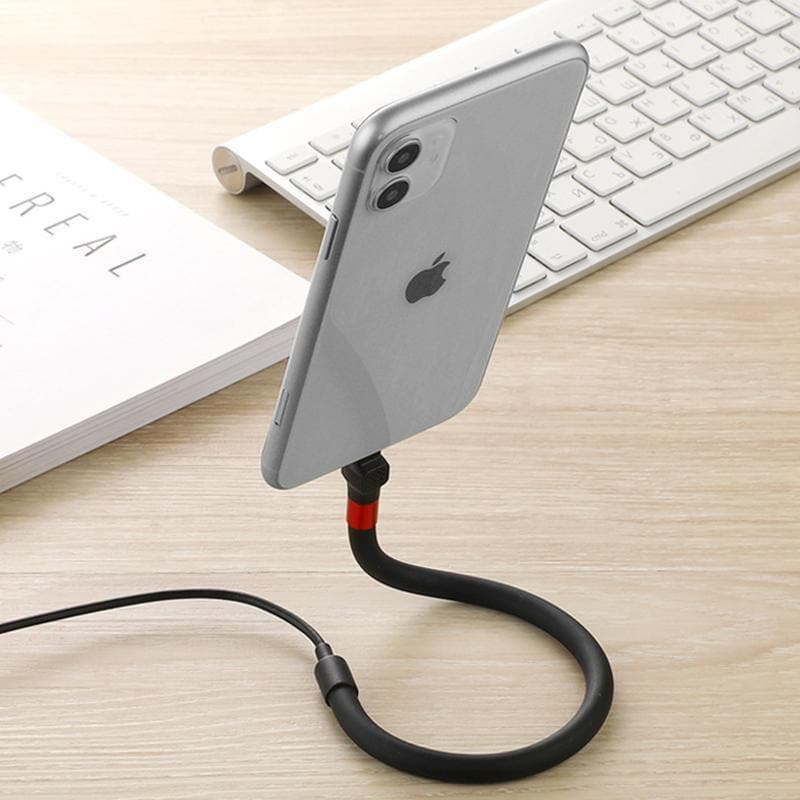 Multi-Function Charging Cable with Adjustable Phone Stand and Data Transfer