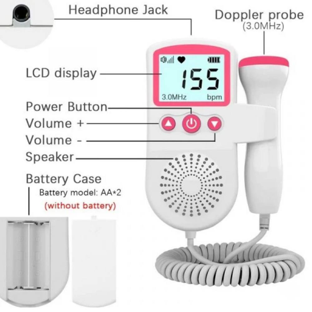 Fetal Doppler Heart Rate Monitor for Home Pregnancy, Baby Heartbeat Sound Detector