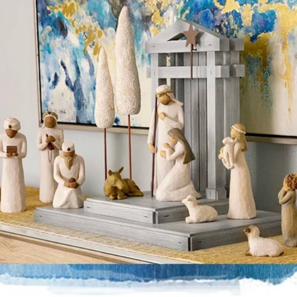 Handmade Nativity Set with Barn Wood Creche