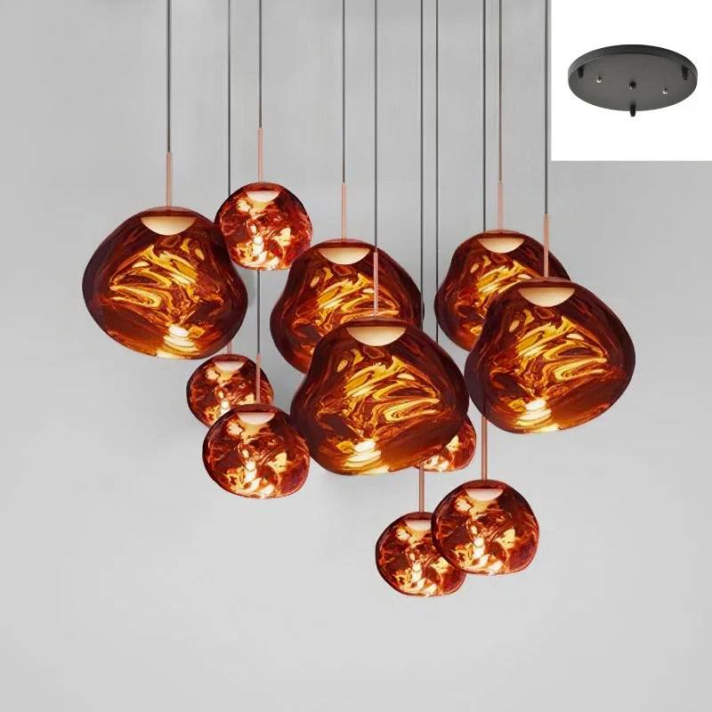 Multi Light Pendant Lamp, Sculptural Melt Design for Interior Spaces