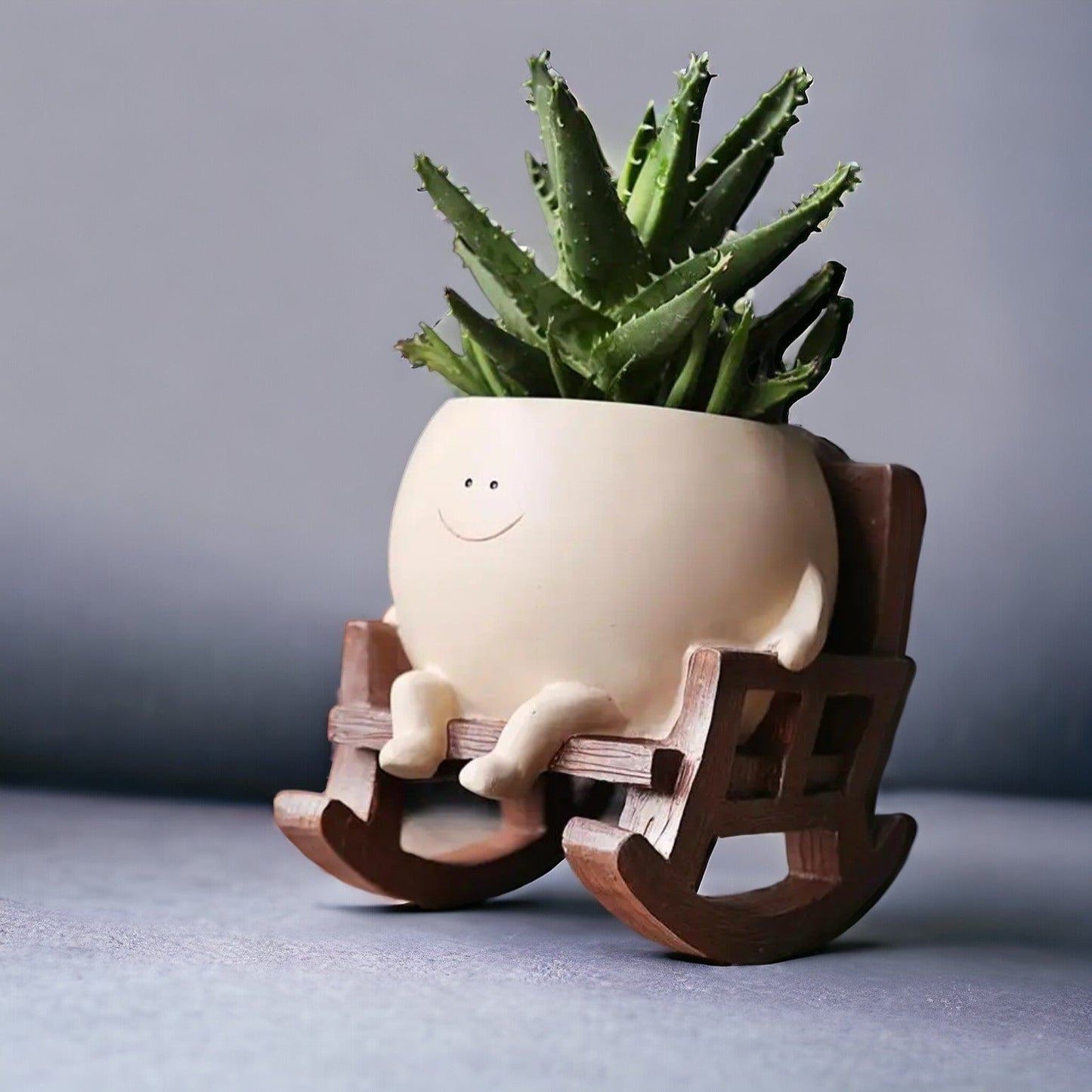 Resin Smiling Face Planter Pot for Indoor Plants