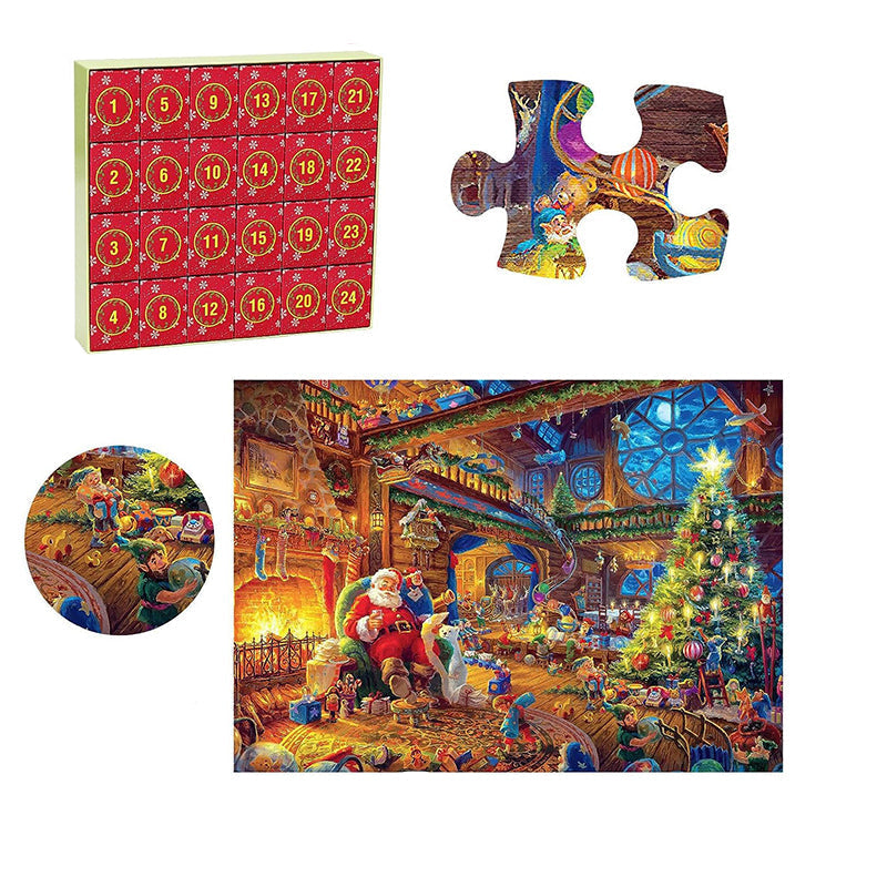 Puzzle Advent Calendar with 1008 Pieces and 24 Daily Boxes, Winter Scene