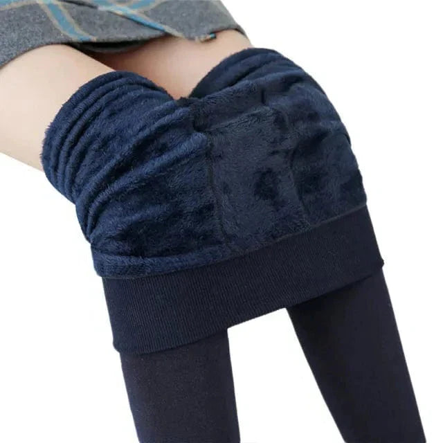 Lined Fleece Leggings with High-Rise Waist and Four-Way Stretch, Brushed Interior