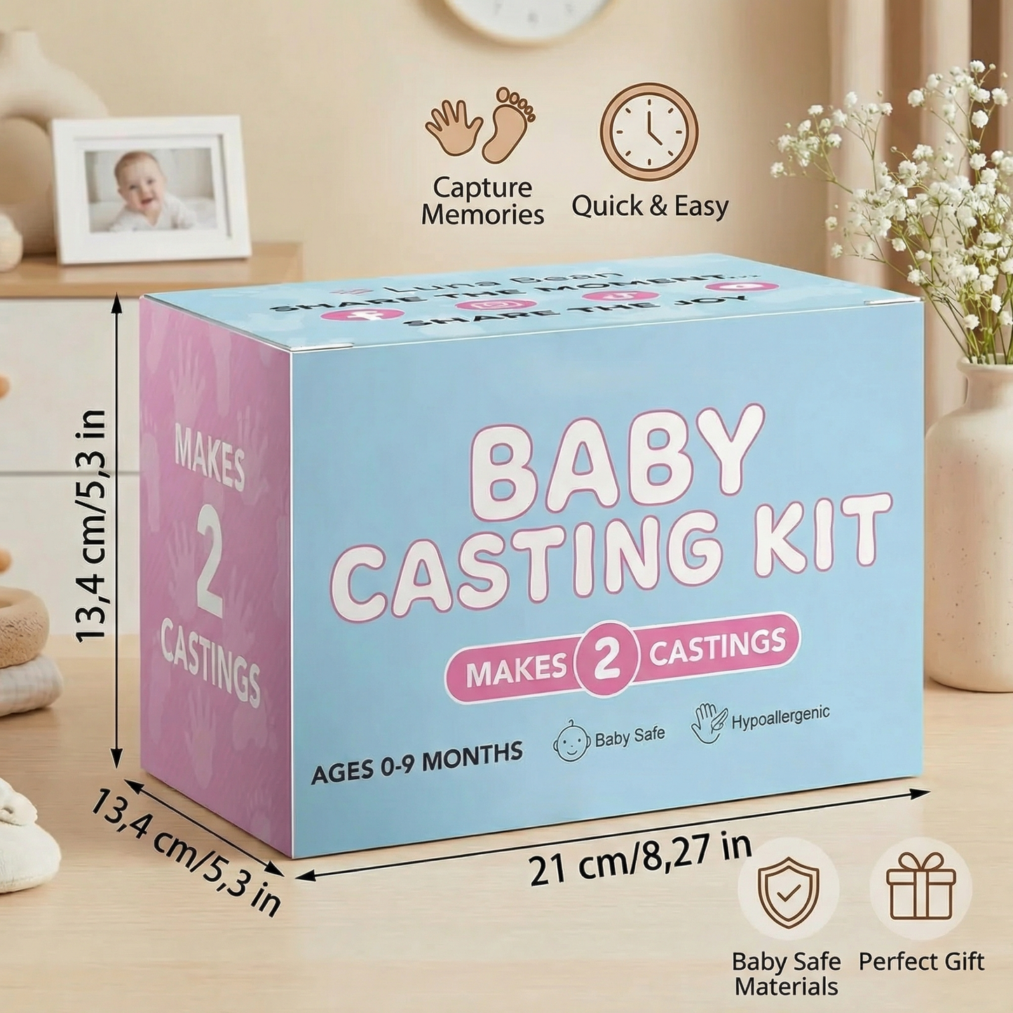 Newborn Hand and Footprint Kit with Ink Pad and Printing Paper, Decorating Supplies