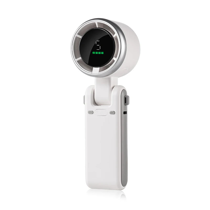 Rechargeable Handheld Fan with 5-Speed Airflow and Digital Battery Display
