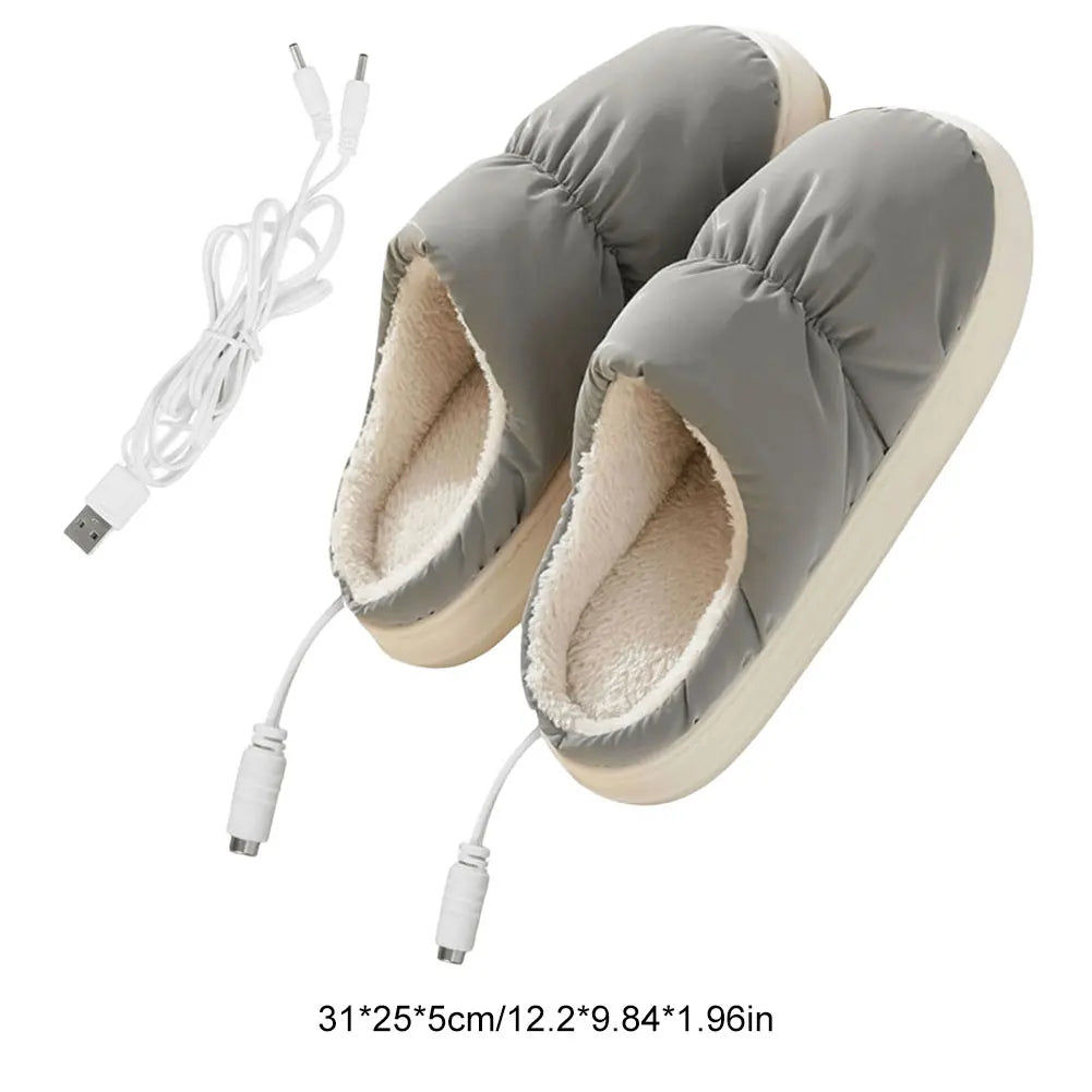 Heated Slippers with USB Power Connection and Non-Slip Base, One Size