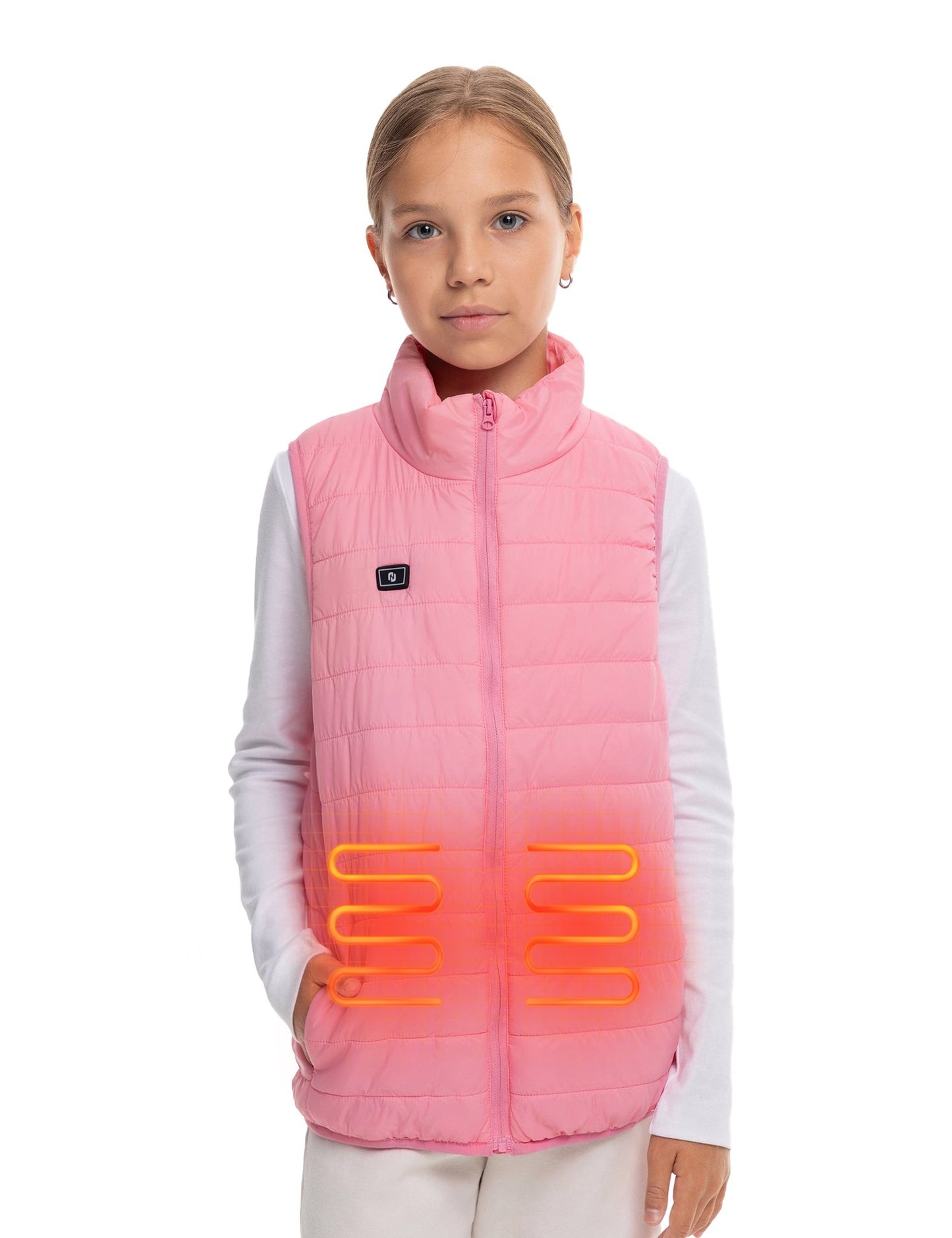 Girls Electric Heated Puffer Vest with Rechargeable Battery Pack and Zipper Pockets
