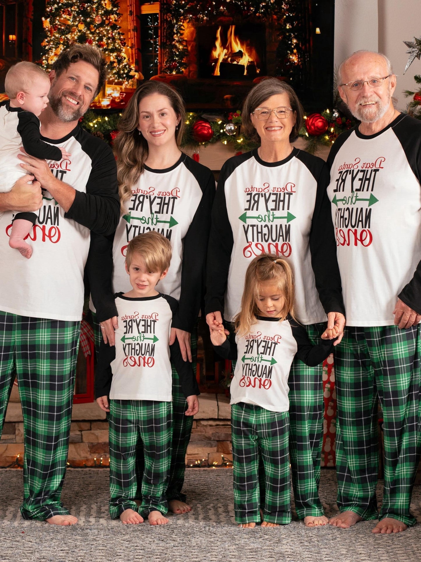 Matching Family Christmas Pajamas Set with Plaid Sleepwear and Pet Bandana