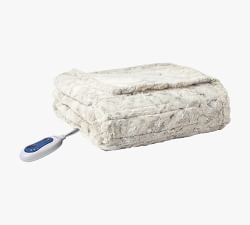 Electric Heated Throw Blanket with Plush Faux Fur and Controller