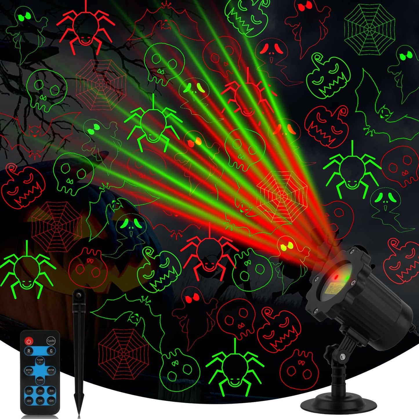 Outdoor Laser Projector with RF Remote and Timer for Holiday Displays
