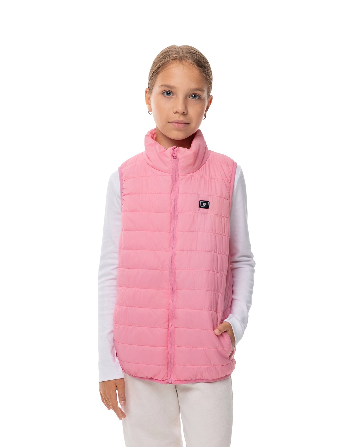 Girls Electric Heated Puffer Vest with Rechargeable Battery Pack and Zipper Pockets