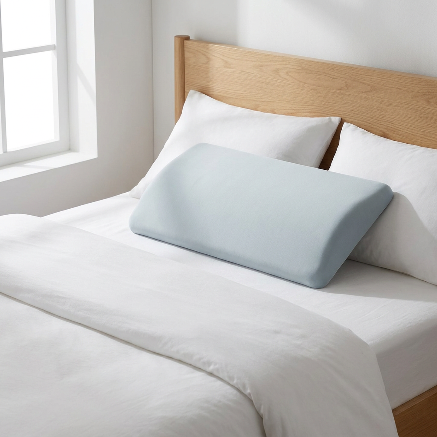 Lower Back Support Pillow with Memory Foam and Tapered Edge, 23.6 inches Wide