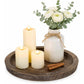 Round Wooden Candle Holder Tray, Distressed Finish Decorative Centerpiece for Coffee Table, Rustic Farmhouse Home Decor