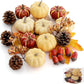 23 Pcs Fall Harvest Pumpkin Decor Set, 8 Pcs Cracked Pumpkins, Thanksgiving Bowl Fillers for Tiered Tray, Table Centerpiece and Autumn Home Decor