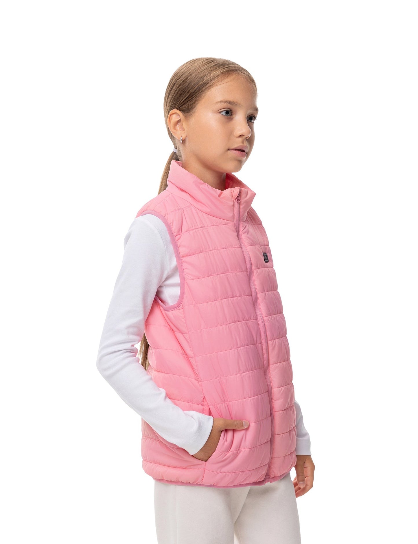 Girls Electric Heated Puffer Vest with Rechargeable Battery Pack and Zipper Pockets
