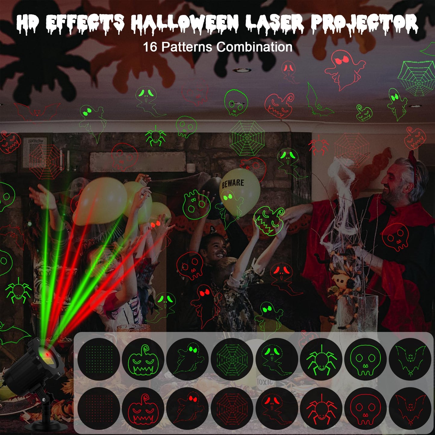 Outdoor Laser Projector with RF Remote and Timer for Holiday Displays