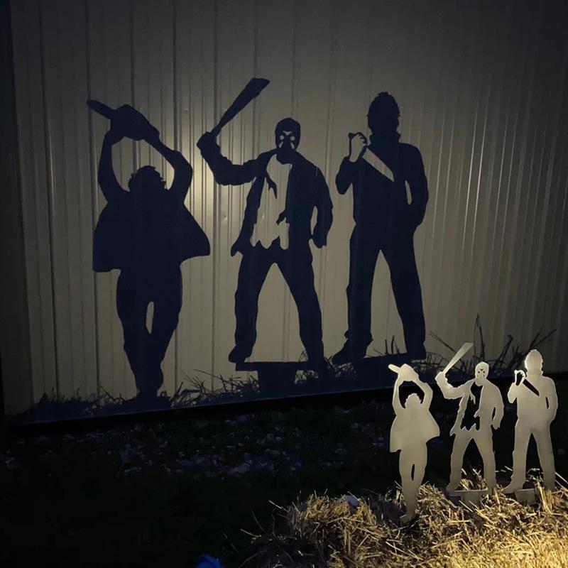 Metal Villain Shadow Caster Yard Stake with Ground Mount and Spotlight Projection