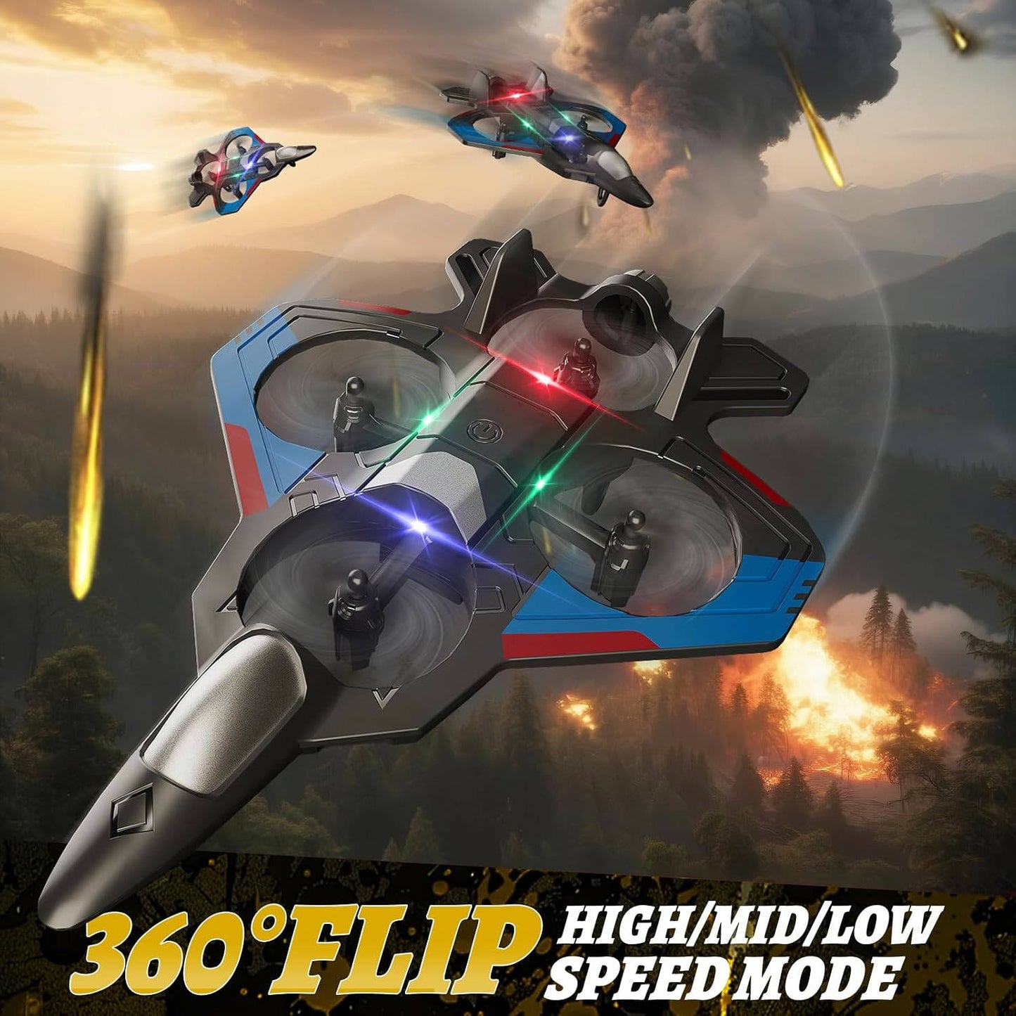 RC Remote Control Airplane, 2 Battery Electric Toy Plane for Kids and Adults, Black