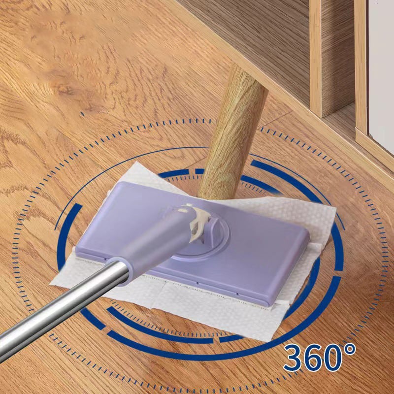 Hands-Free Mop with Automatic Cloth Switching and 360 Degree Swivel Head, Foldable Handle