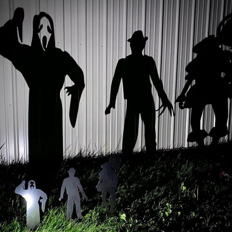 Metal Villain Shadow Caster Yard Stake with Ground Mount and Spotlight Projection