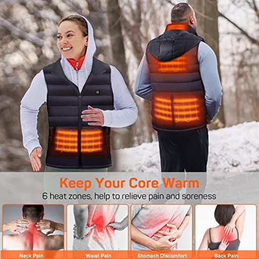 USB Thermal Heated Vest with Detachable Hood for Outdoor Cold Weather