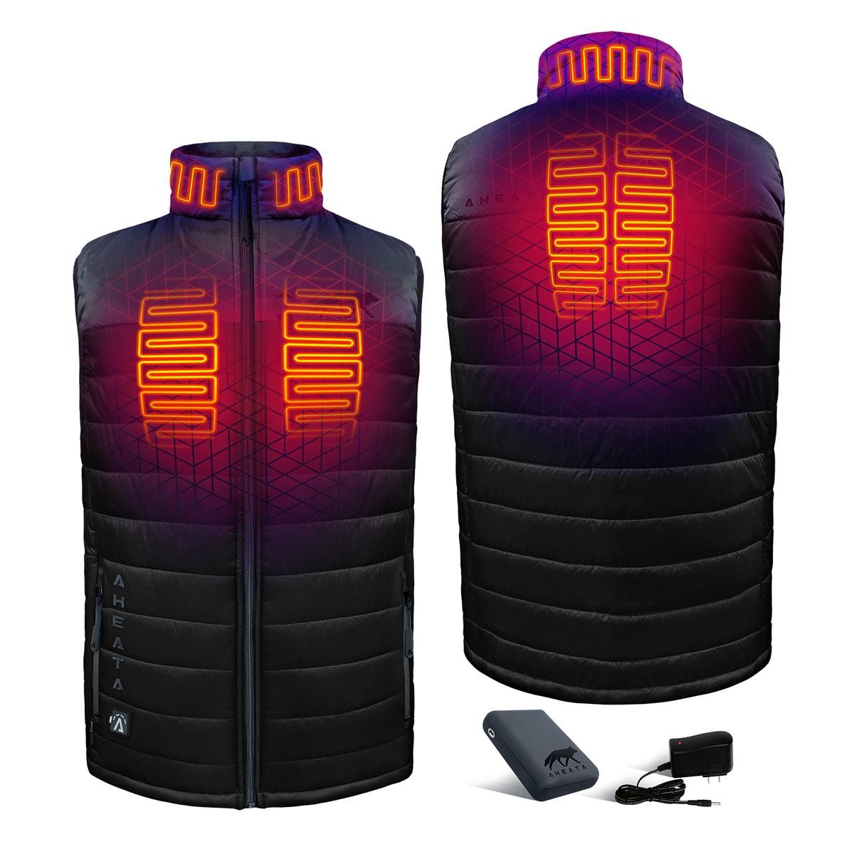 Mens Electric Heated Vest with Rechargeable Battery Pack and Fleece Lining