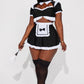 Womens French Maid Costume Set with Lace Trim Top and Apron Skirt