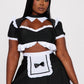 Womens French Maid Costume Set with Lace Trim Top and Apron Skirt