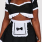 Womens French Maid Costume Set with Lace Trim Top and Apron Skirt