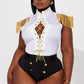 Womens Sailor Captain Costume Set with Fringe Shoulder Bodysuit