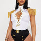 Womens Sailor Captain Costume Set with Fringe Shoulder Bodysuit