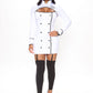 Womens Chef Costume Set with Cutout Long Sleeve Dress and Hat for Halloween
