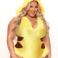 Yellow Hooded Bodysuit Costume Set with Lightning Bolt Tail and Furry Boot Covers