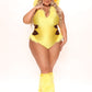 Yellow Hooded Bodysuit Costume Set with Lightning Bolt Tail and Furry Boot Covers