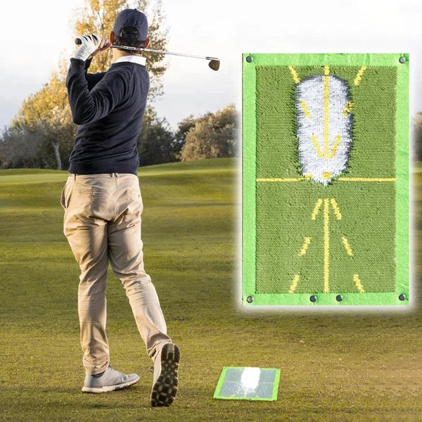 Golf Swing Training Mat with Instant Divot Feedback and Sequined Impact Surface, Portable