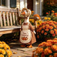 23 Inch Porch Goose Outfit Set, 2 Piece Thanksgiving Pumpkin Print Dress and Ruffled Hat for Fall Outdoor Decor