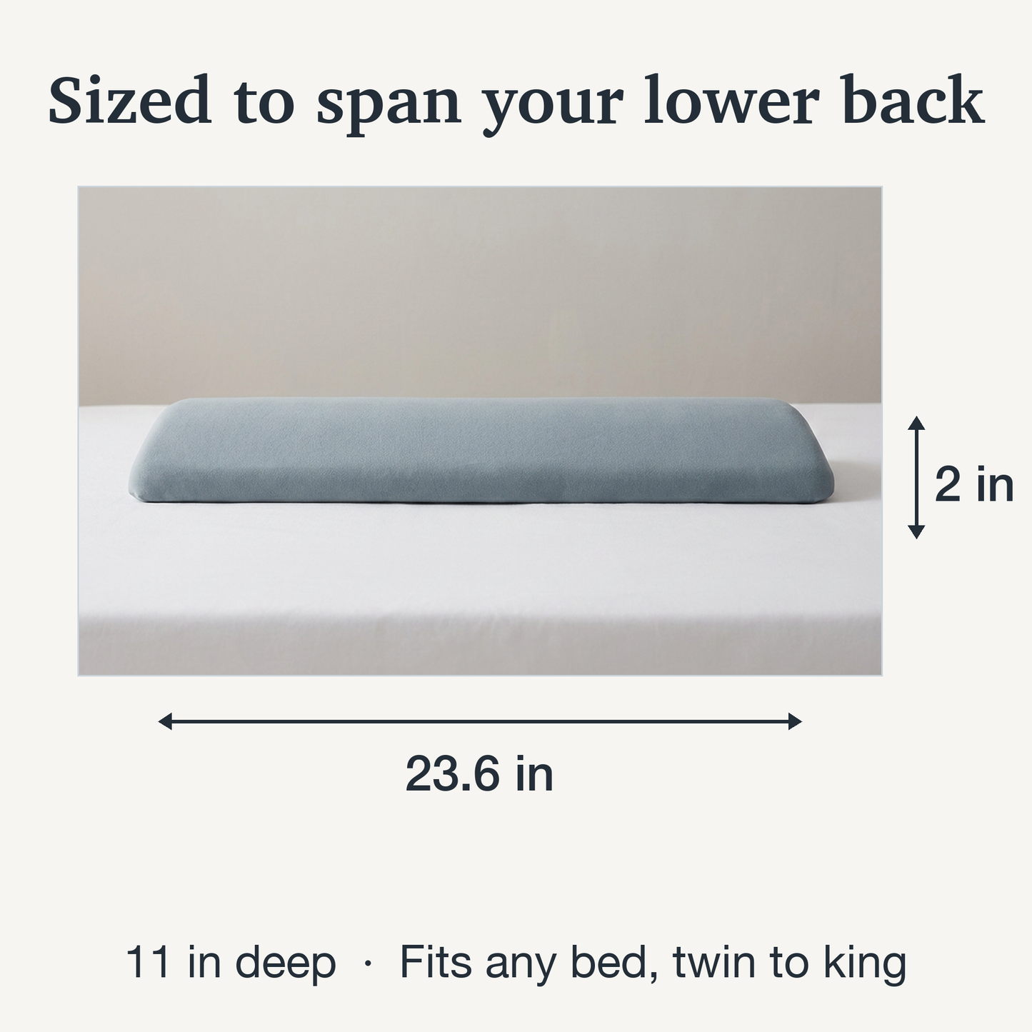 Lower Back Support Pillow with Memory Foam and Tapered Edge, 23.6 inches Wide