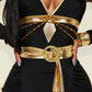 Womens Egyptian Queen Costume Set with Sheer Dress and Cape