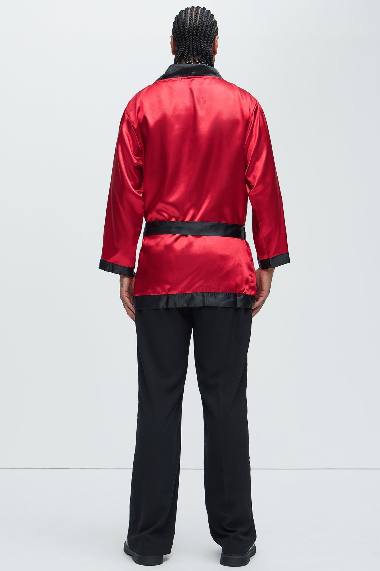 Mens Smoking Robe Costume with Belt and Pipe Prop