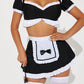 Womens French Maid Costume Set with Lace Trim Top and Apron Skirt