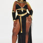 Womens Egyptian Queen Costume Set with Sheer Dress and Cape