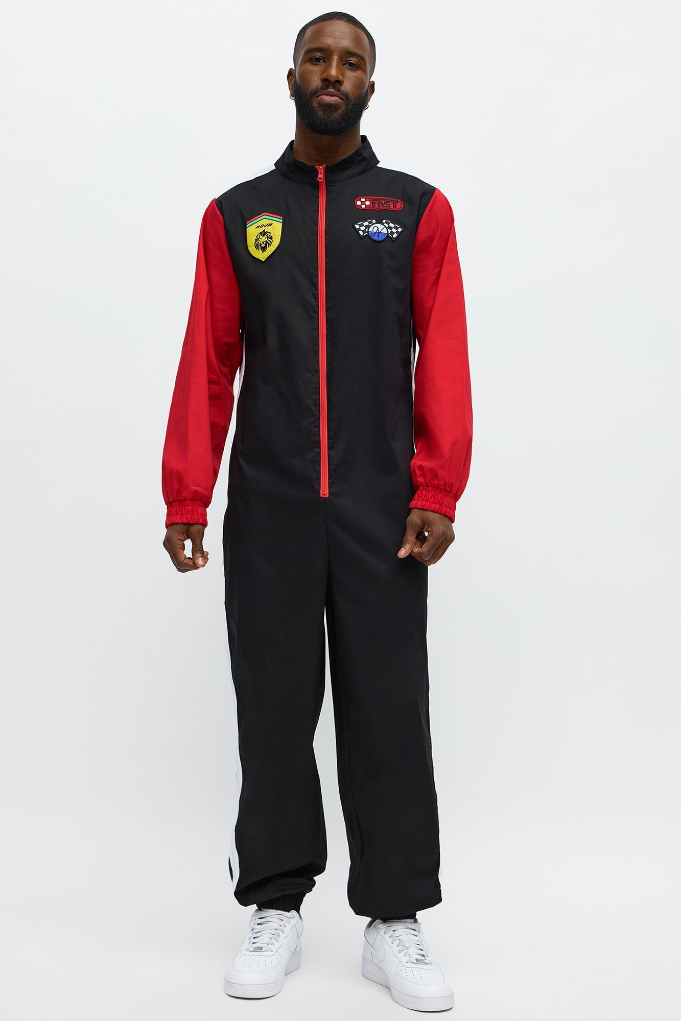 Mens Race Car Driver Costume Jumpsuit with Front Zipper
